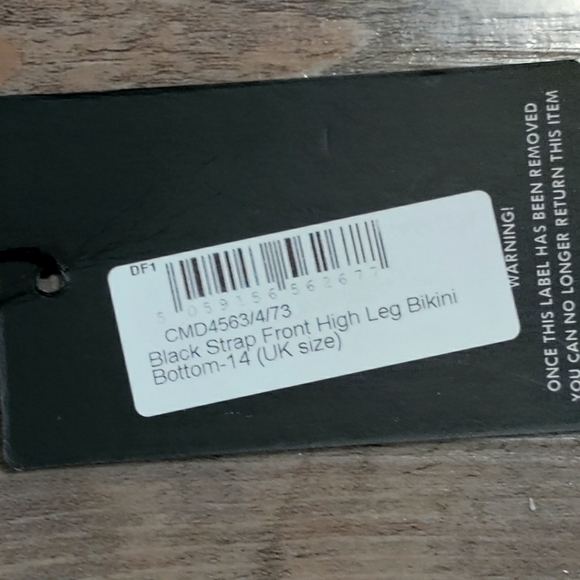 PrettyLittleThing Black Strap Front High Leg Bikini Bottom - Picture 11 of 11